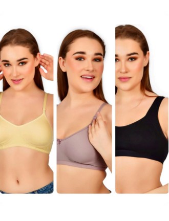 COMBO PACK 3 Pcs (Softy Bra  + T-Shirt Bra + Avni Sports) 